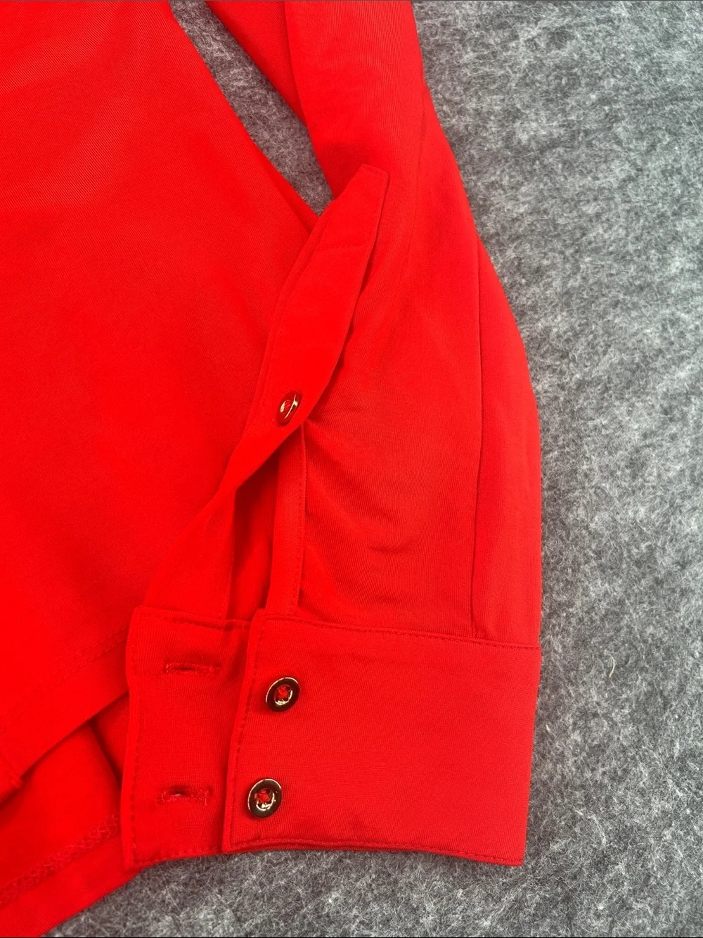 Bebe Red Button Front Peplum Blouse XS Stretch Collared Top